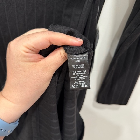 ASTR The Label Long Sleeve Ribbed Wrap Midi Dress Black Sheath Twist Bodycon M - Picture 7 of 9